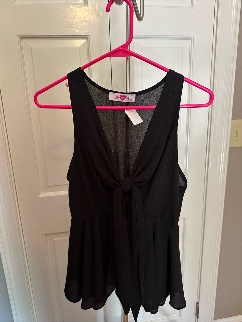 Buddy Love Black Sleeveless Tie-Front Tank Top